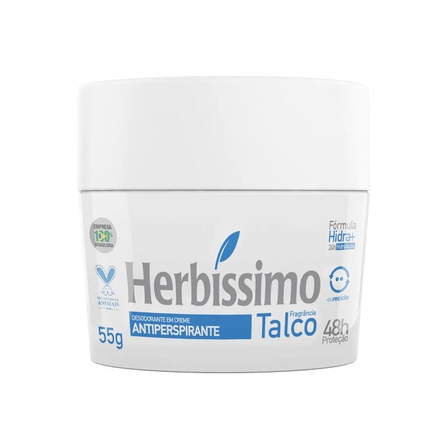 Desodorante Antitranspirante Creme Herbíssimo Talco 48h 55g