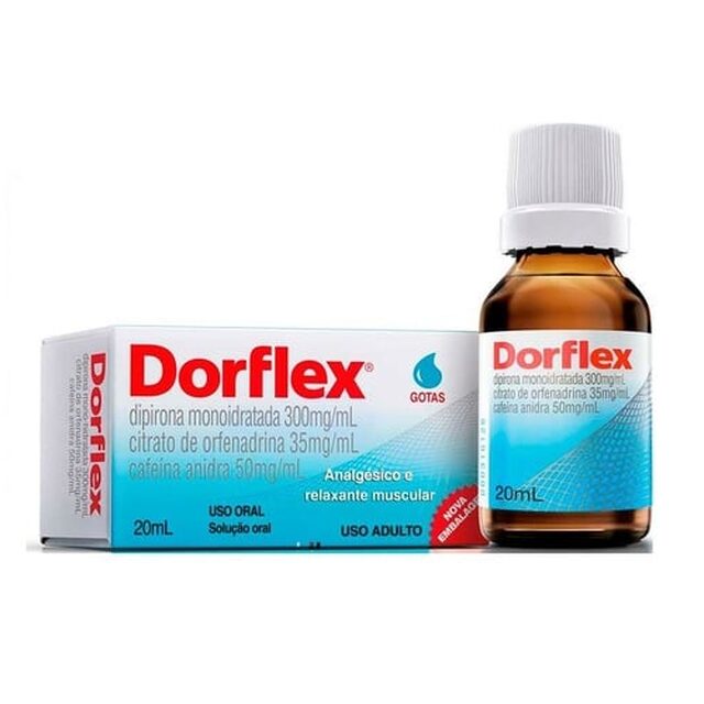 Dorflex 300mg/mL + 35mg/mL + 50mg/mL, caixa com 1 frasco com 20mL de solução de uso oral