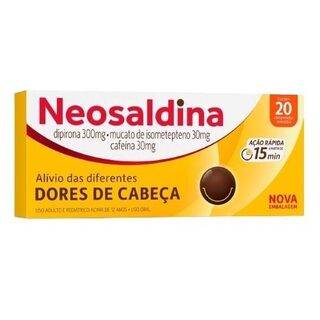 Neosaldina 30mg + 300mg + 30mg, caixa com com 20 Comprimidos resvestidos