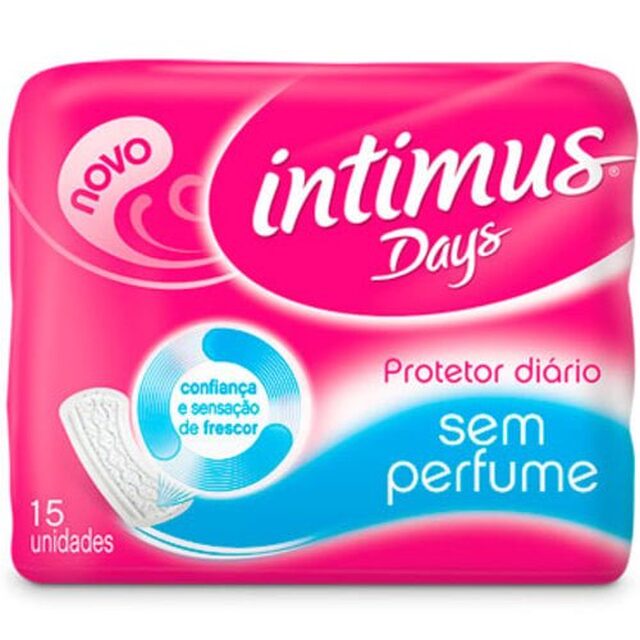 Protetor Diário Intimus Days sem perfume, sem abas com 15 unidades
