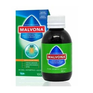 Malvona 0,2mg/mL + 60mg/mL + 1mg/mL, caixa com 1 frasco com 100mL de solução de uso dermatológico