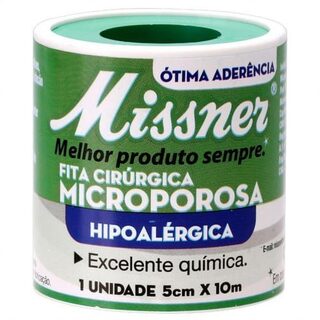 Fita Cirúrgica Missner Microporosa branca, 5cm x 10m