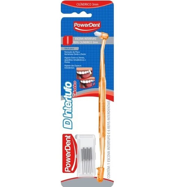 Escova Dental Powerdent ID Intertufo Cilíndrico 3mm, com 6 refis