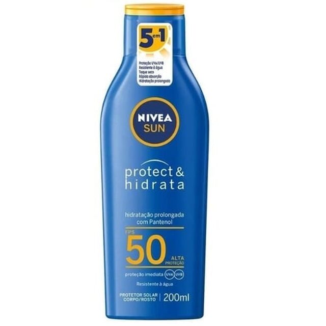 Protetor Solar Corporal e Facial Nivea Sun Protect & Hidrata FPS 50, 1 unidade com 200mL