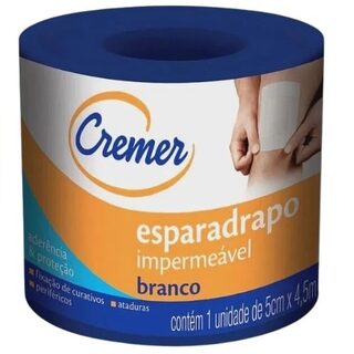 Esparadrapo Impermeável Cremer branco, 1 unidade com 5cm x 4,5m