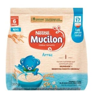 Cereal Infantil Mucilon Zero Adição de Açúcares arroz, sachê com 360g