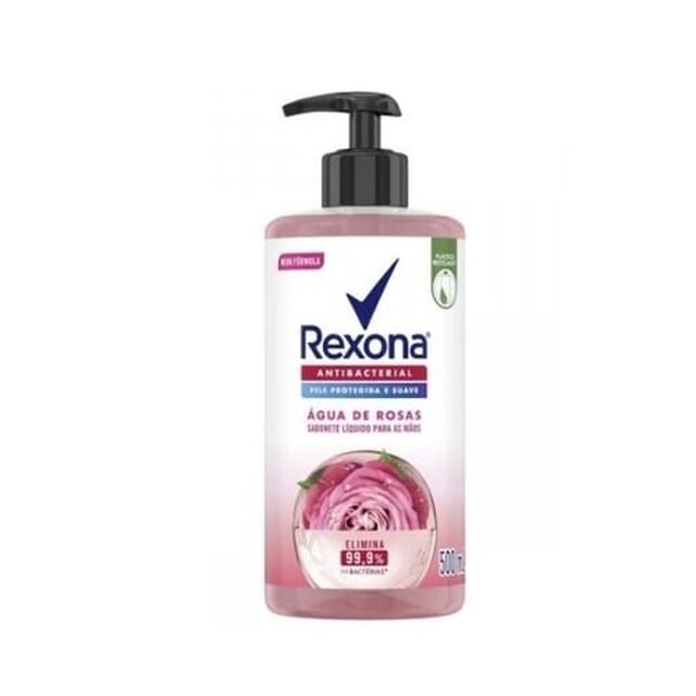 Sabonete Líquido para Mãos Rexona Antibacterial Água de Rosas, 500mL
