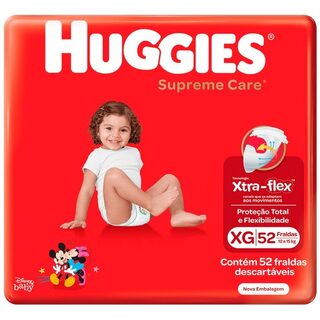 Fralda Descartável Huggies Supreme Care Disney Baby XG, pacote com 56 unidades