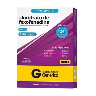 Cloridrato de Fexofenadina Cimed 180mg, caixa com 10 comprimidos revestidos