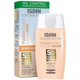 Protetor Solar Facial Fotoprotector ISDIN Fusion Water Color 5 Stars FPS 50, clara, 1 unidade com 50mL