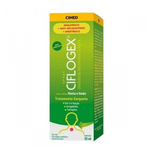 Ciflogex Colutório Spray 1,5mg/mL, caixa com 1 frasco spray com 30mL de colutório, sabor menta