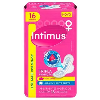 Absorvente Intimus Tripla Proteção com abas, extra suave com 16 unidades
