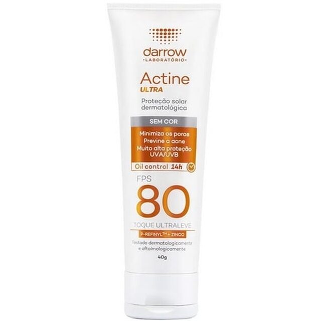 Protetor Solar Darrow Actine Ultra FPS 80, sem cor com 40g