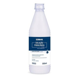 Soro Fisiológico Sorimax frasco com 500mL de solução de uso dermatológico