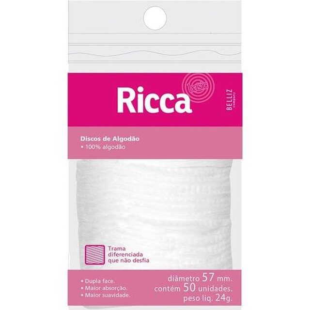 Algodão Ricca em Discos, 50 unidades