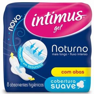 Absorvente Intimus Noturno com abas, suave com 8 unidades