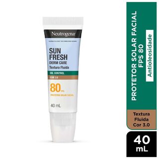 Protetor Solar Facial Neutrogena Sun Fresh Derm Care Oil Control Fluido FPS 80 Cor 3.0 40ml
