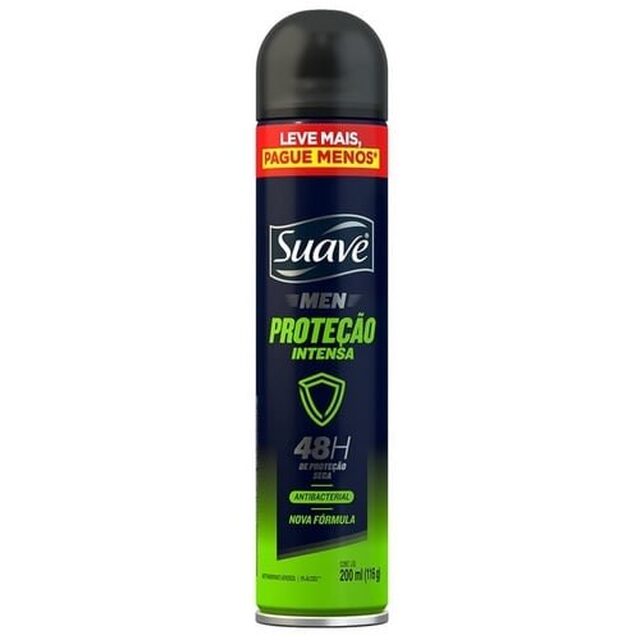 Desodorante Antitranspirante Suave Men proteção intensa, antibacterial, aerossol com 200mL