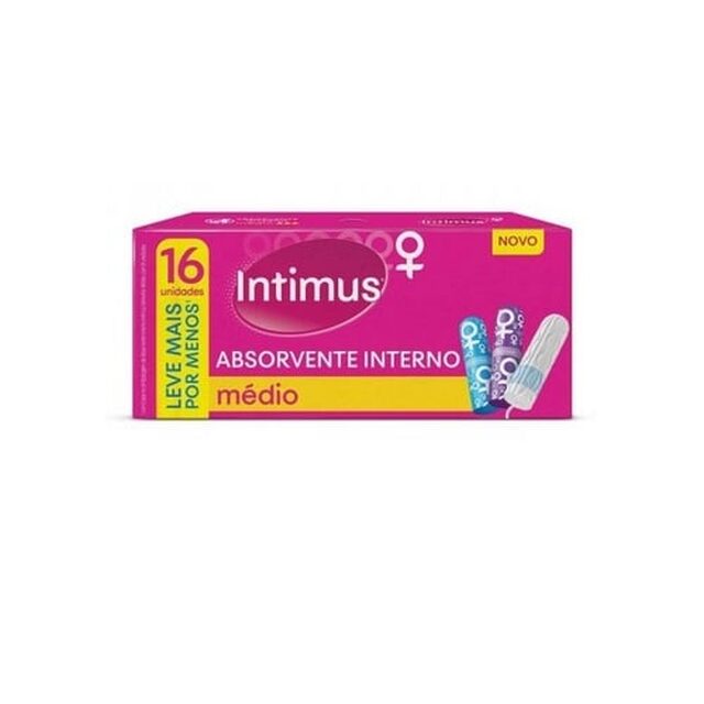 Absorvente Interno Intimus médio com 16 unidades, leve mais por menos
