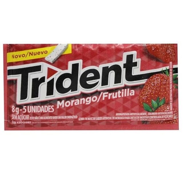 Goma de Mascar Trident Morango 1 unidade com 8g
