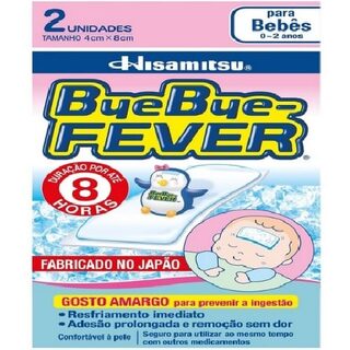 Adesivo Infantil para Alívio da Febre Hisamitsu Bye Bye Fever 0 a 2 anos, 2 unidades com 4cm x 8cm cada