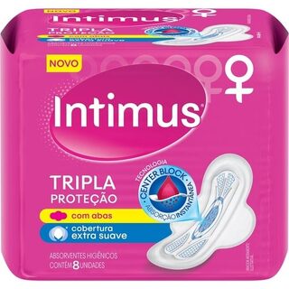Absorvente Intimus Tripla Proteção com abas, suave com 8 unidades