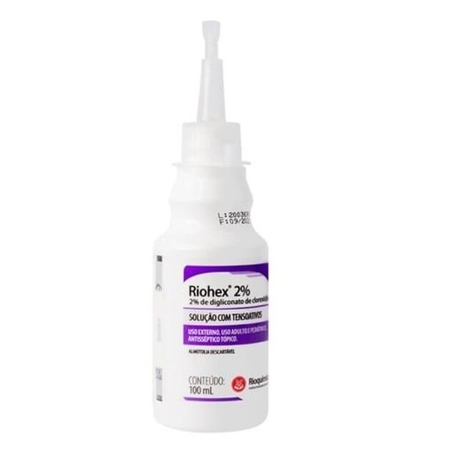 Riohex 2% frasco com 100mL de solução de uso dermatológico