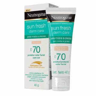 Protetor Solar Facial Neutrogena Sun Fresh Derm Care Pele Mista a Oleosa FPS 70, pele clara, loção com 40g