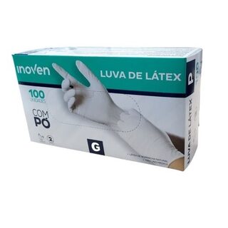 Luva Descartável de Látex Não Estéril Inoven G, com pó, caixa com 100 unidades