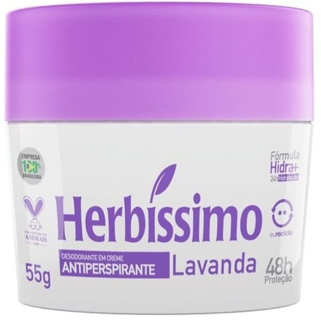 Desodorante Antitranspirante Herbíssimo Lavanda creme com 55g