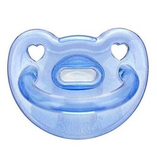 Chupeta de Silicone Kuka Soft 6+ meses, bico ortodôntico, azul com 1 unidade