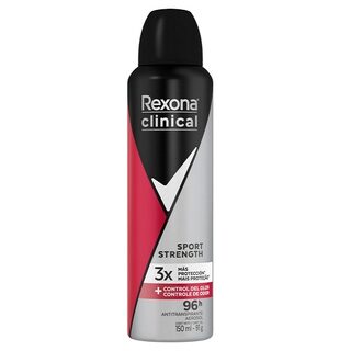 Desodorante Antitranspirante Rexona Men Clinical sport strenght, aerossol, 1 unidade com 150mL