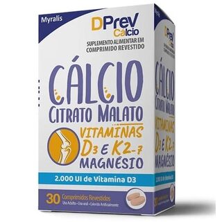 Dprev Cálcio 2.000UI, caixa com 30 comprimidos revestidos