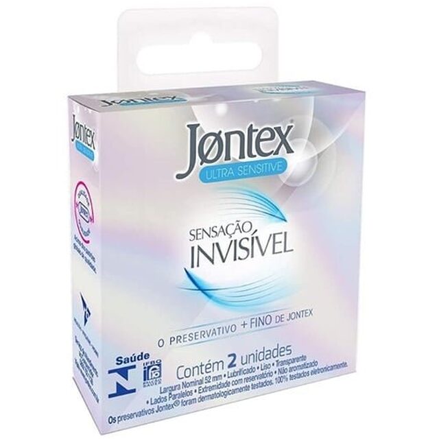 Preservativo Jontex sensação invisível, caixa com 2 unidades