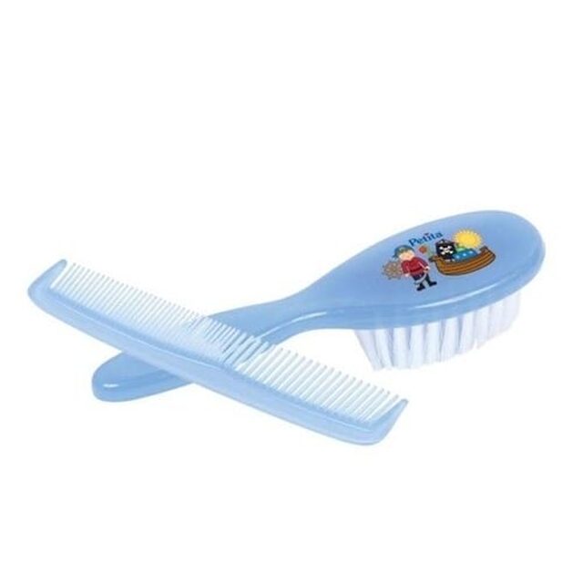 Kit Cabelo Petita escova + pente, azul, ref.1161