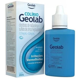 Colírio Geolab 0,15mg/mL + 0,3mg/mL, caixa com 1 frasco gotejador com 20mL de solução de uso oftálmico