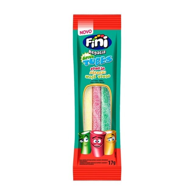 Bala de Gelatina Fini Tubes Azedinho Cores, 1 unidade com 15g