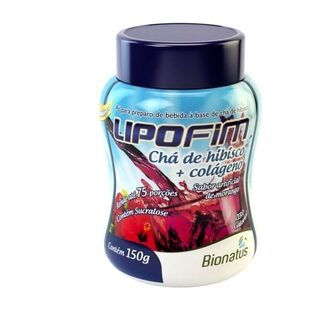Chá de Hibisco e Colágeno Bionatus Lipofim sabor morango, pote com 150g