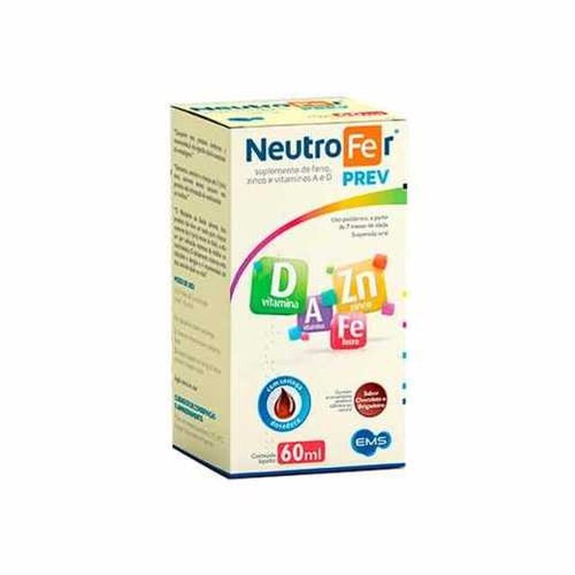 Neutrofer Prev Suspensão oral em frasco com 60mL, sabor chocolate brigadeiro + seringa dosadora