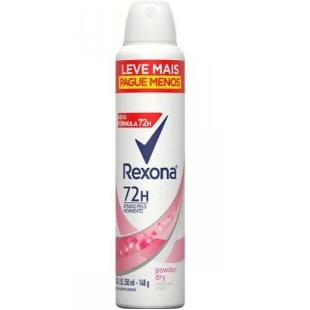 Desodorante Antitranspirante Feminino Rexona Powder Dry aerossol, 1 unidade com 250mL