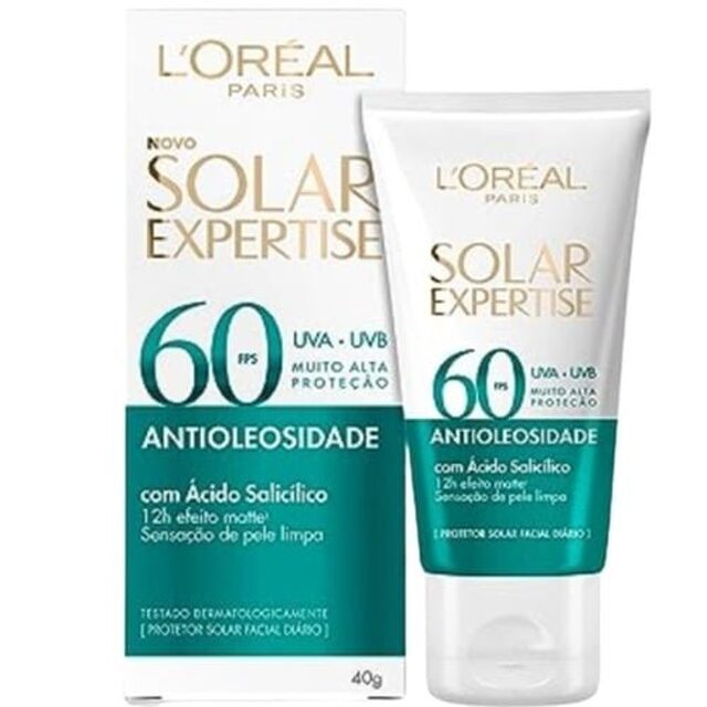 Protetor Solar Facial L'Oréal Paris Solar Expertise Antioleosidade sem cor, FPS 60, 1 unidade com 40g