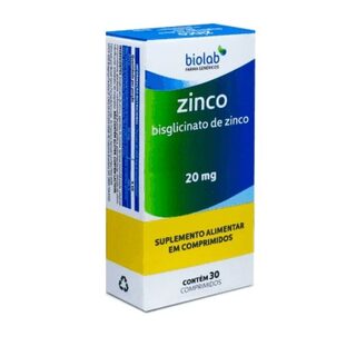 Zinco Biolab 20mg, caixa com 30 comprimidos
