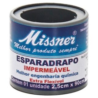 Esparadrapo Impermeável Missner branco, 1 unidade com 2,5cm x 90cm