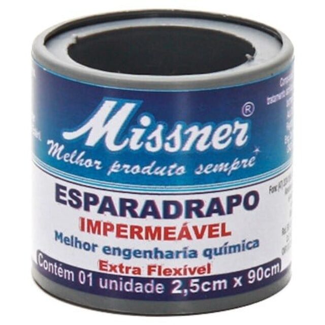Esparadrapo Impermeável Missner branco, 1 unidade com 2,5cm x 90cm