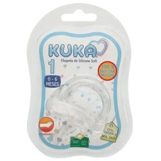 Chupeta de Silicone Kuka Soft 0 a 6 meses, bico ortodôntico, transparente com 1 unidade