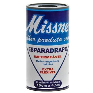 Esparadrapo Impermeável Missner branco, 1 unidade com 10cm x 4,5m