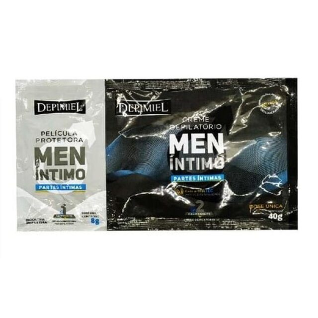 Kit Depimiel Men película protetora íntima com 8g + creme depilatório íntimo com 40g