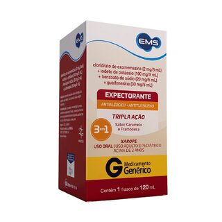 Cloridrato de Oxomemazina + Iodeto de Potássio + Benzoato de Sódio + Guaifenesina 2mg/5mL + 100mg/5mL + 20mg/5mL + 30mg/5mL, xarope