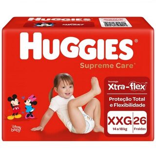 Fralda Descartável Huggies Supreme Care Disney Baby XXG, pacote com 26 unidades