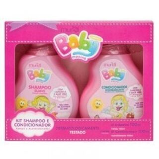Kit Infantil Muriel Baby rosa, shampoo com 100mL + condicionador com 100mL